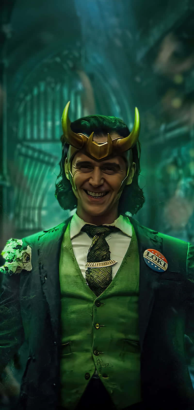 Loki, green suit, horned helmet, HD Phone Wallpaper
