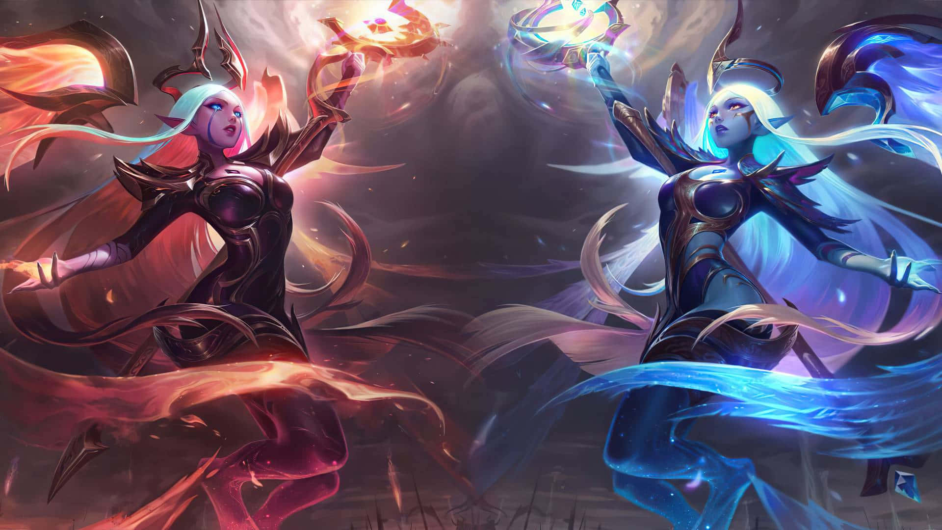LOL 1920 X 1080 Gaming, Red And Blue, ethereal female warriors, Full HD Desktop Wallpaper