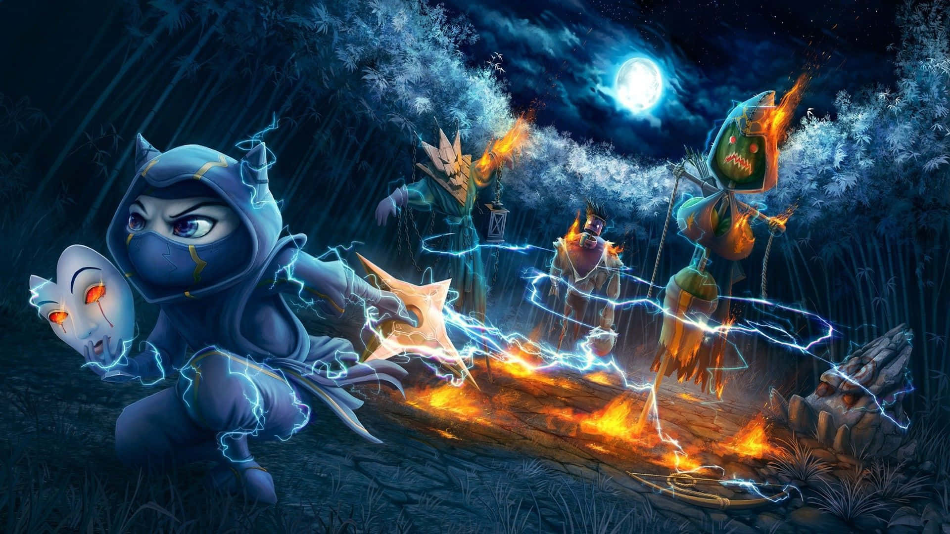 LOL 1920 X 1080 Gaming, ninja, blue robes, Full HD Desktop Wallpaper
