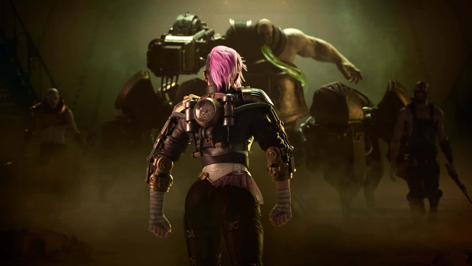 LOL 1920 X 1080 Gaming, pink-haired warrior, armored gear, Full HD Desktop Wallpaper
