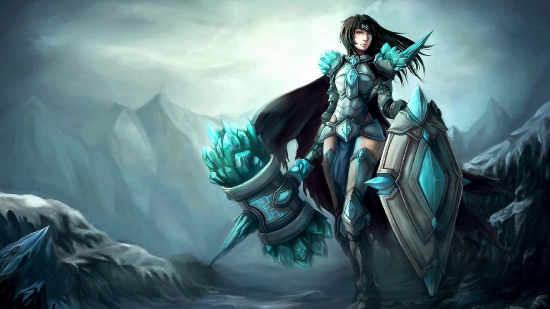 LOL 1920 X 1080 Gaming, icy blue armor, snowy mountain peak, Full HD Desktop Wallpaper