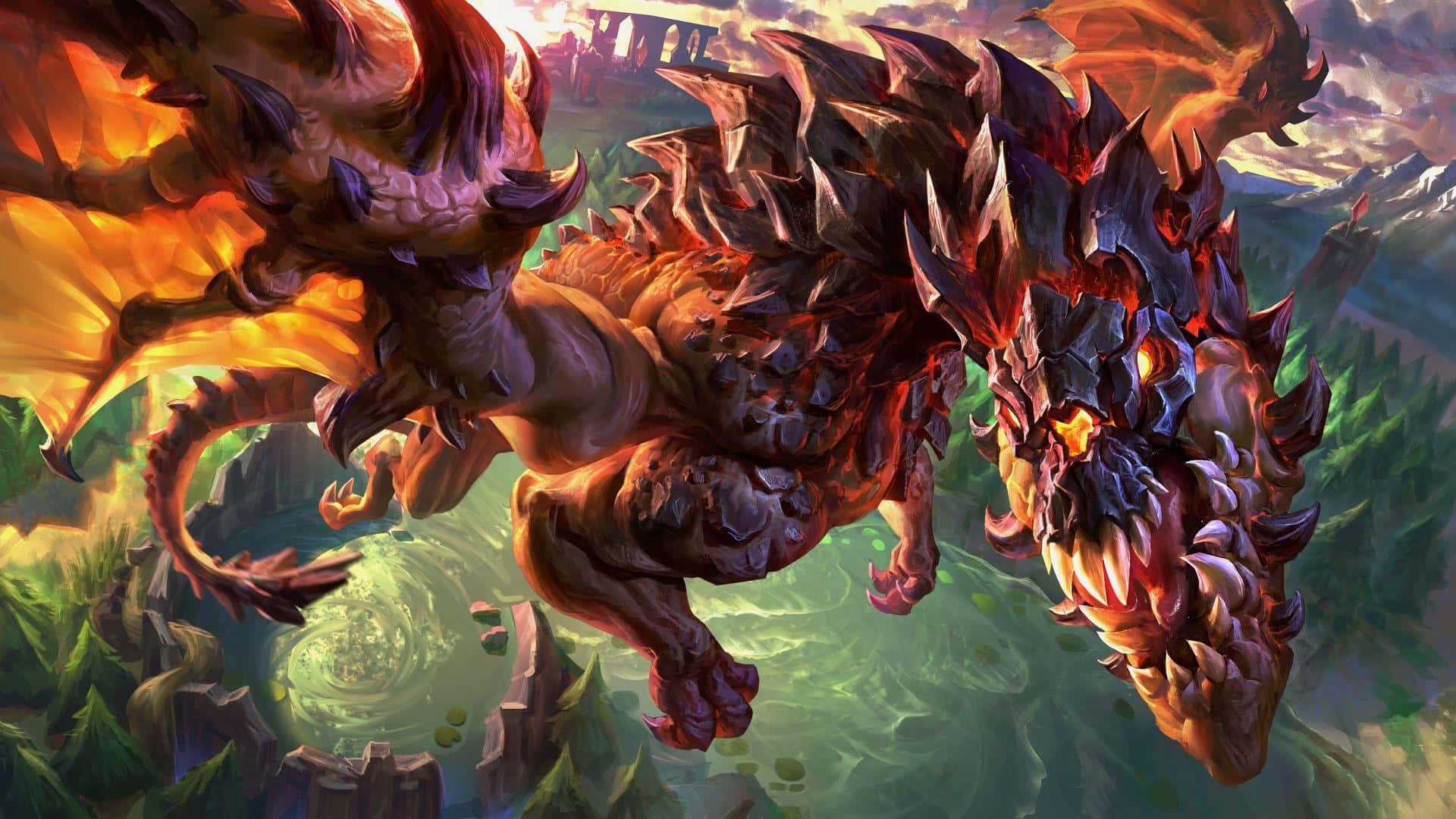 LOL 1920 X 1080 Gaming, roaring dragon, fiery dragon, Full HD Desktop Wallpaper