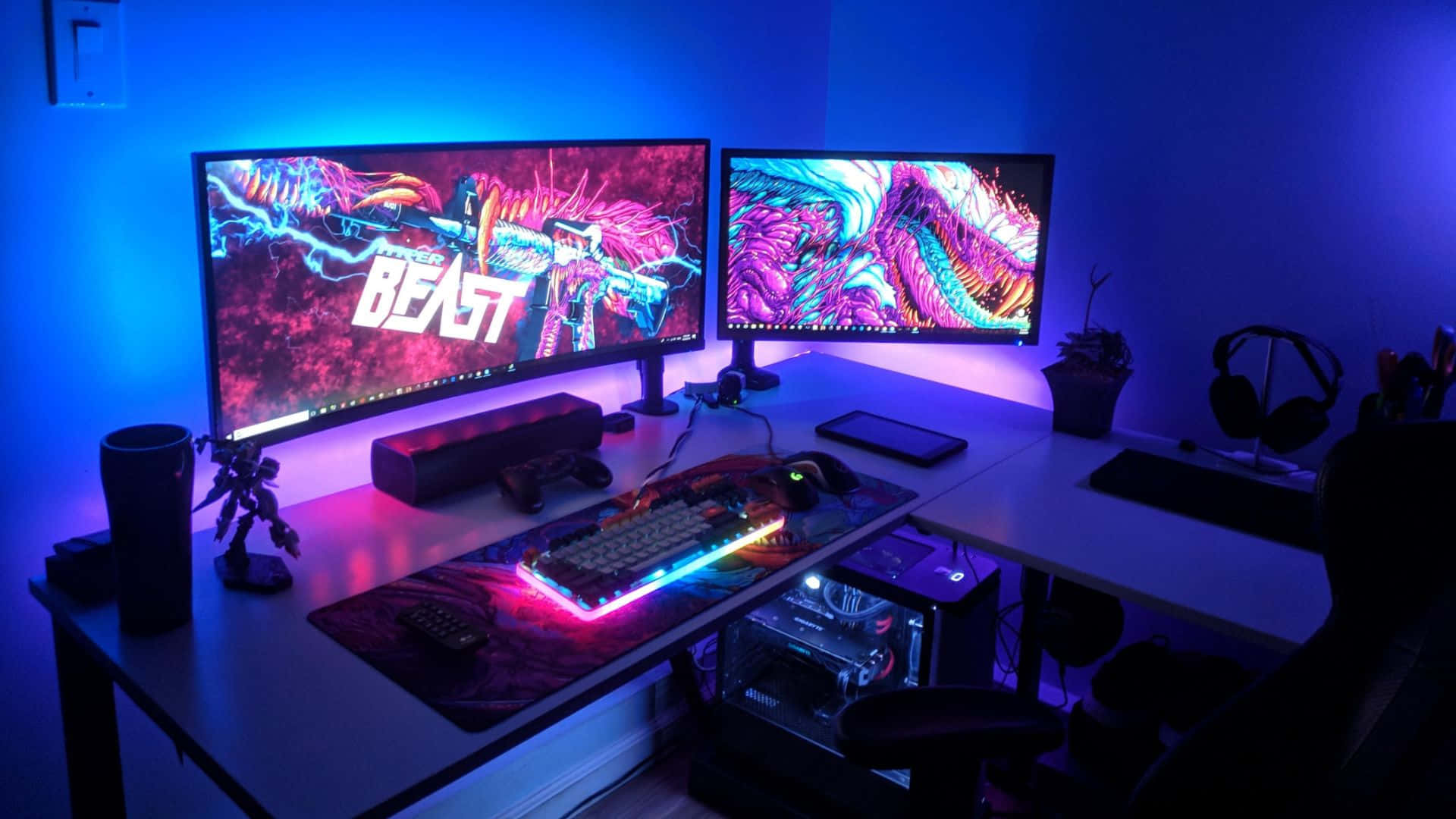 1920 x 1080 HD gaming, dual monitors, vibrant digital art, Full HD Desktop Wallpaper