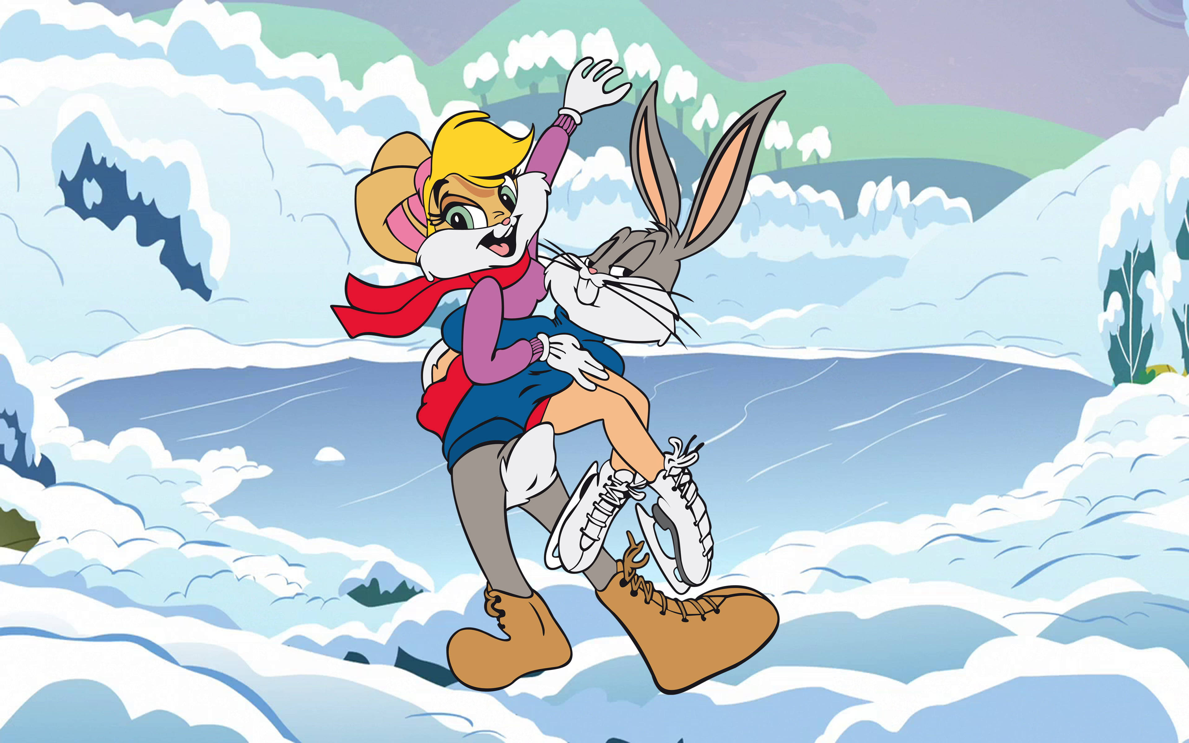 Lola Bunny, snowy landscape, icy cliffs, 4K Desktop Wallpaper