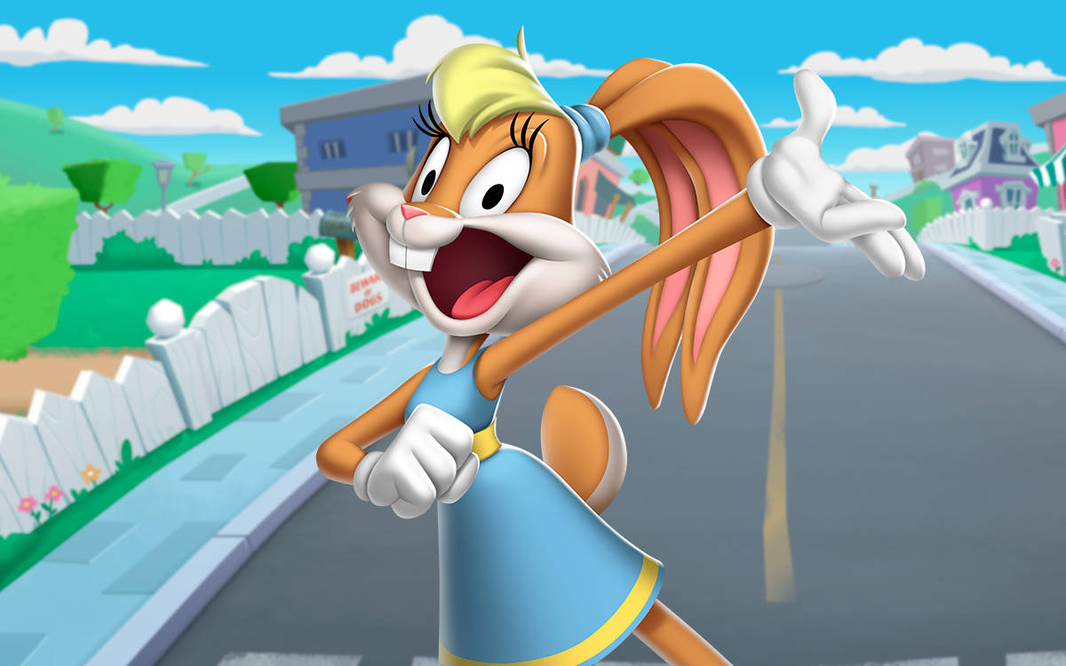 Lola Bunny, blue dress, suburban street, SD Desktop Wallpaper
