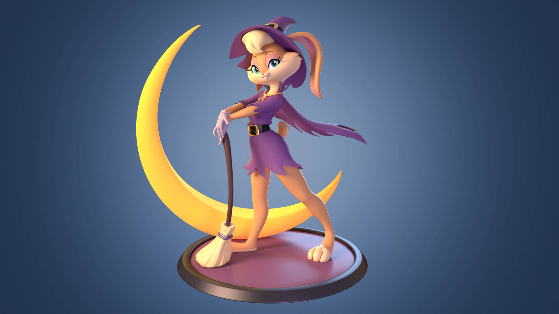 Lola Bunny, witch, purple, Full HD Desktop Wallpaper
