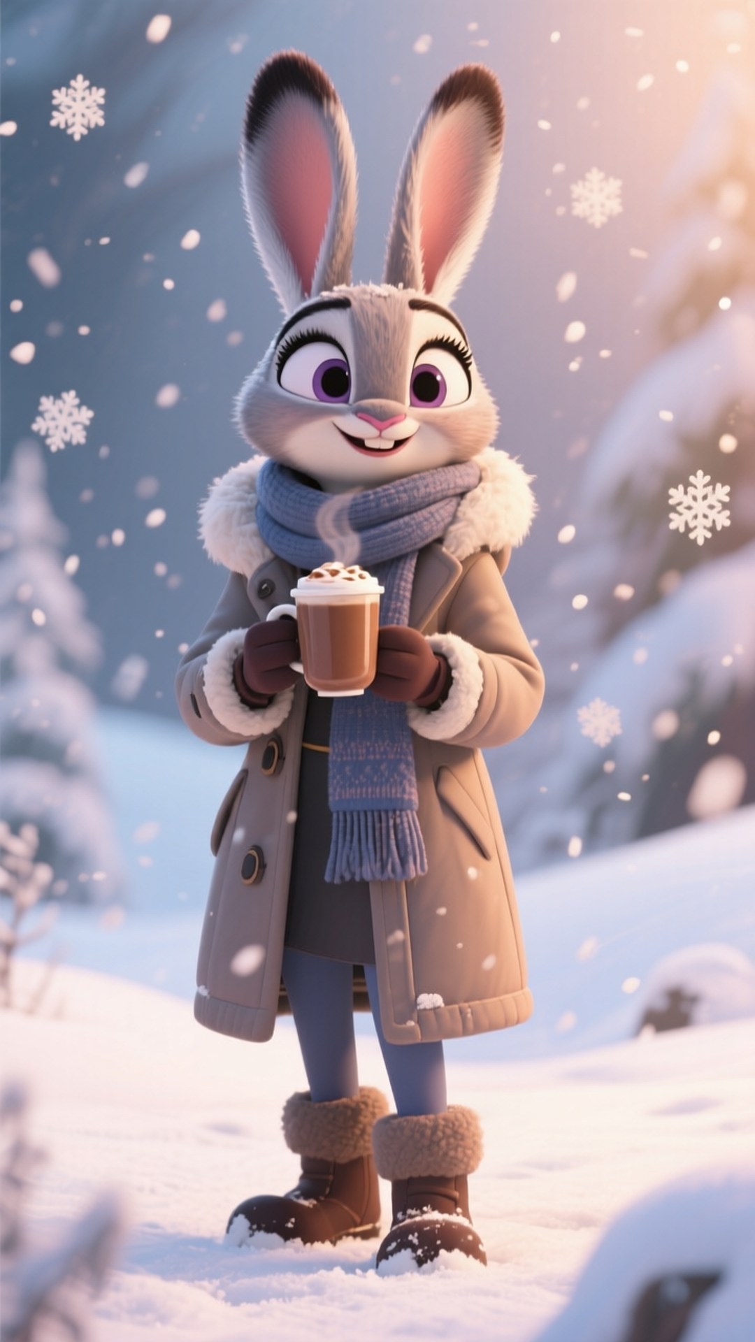 Lola Bunny, winter coat, scarf, Full HD Phone Wallpaper