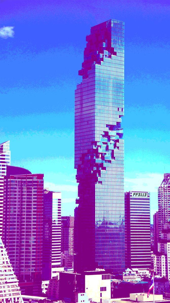 blue aesthetic, tall modern buildings, cityscape, SD Phone Wallpaper