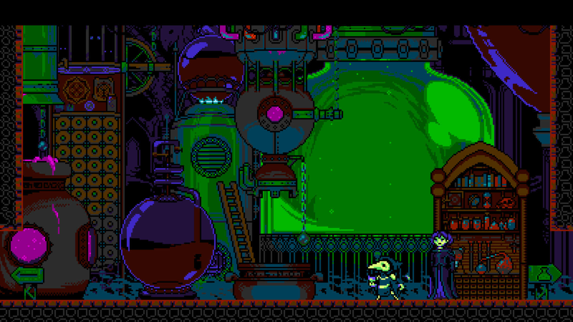 16 bit, pixel art, skeletal figure, Full HD Desktop Wallpaper