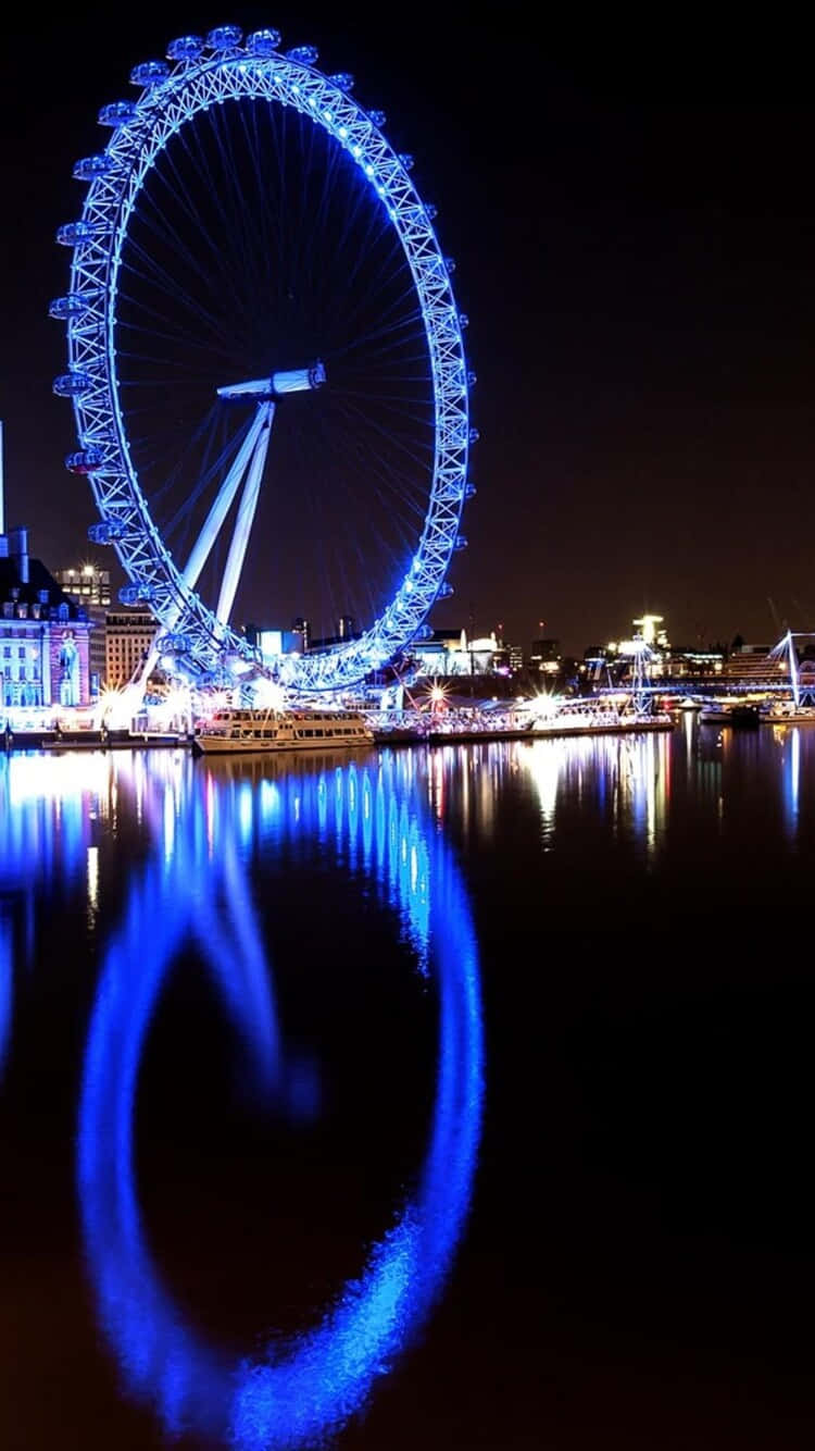 London Eye, electric blue lights, dark river, HD Phone Wallpaper