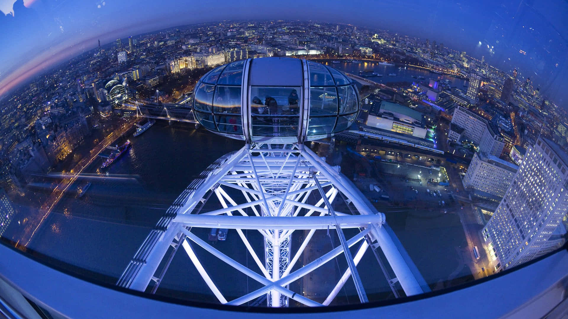 London Eye, capsule, fisheye view, Full HD Desktop Wallpaper