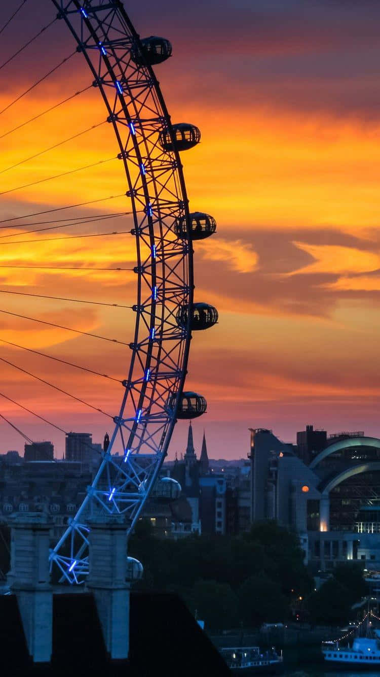 London Eye, sunset, fiery orange, HD Phone Wallpaper