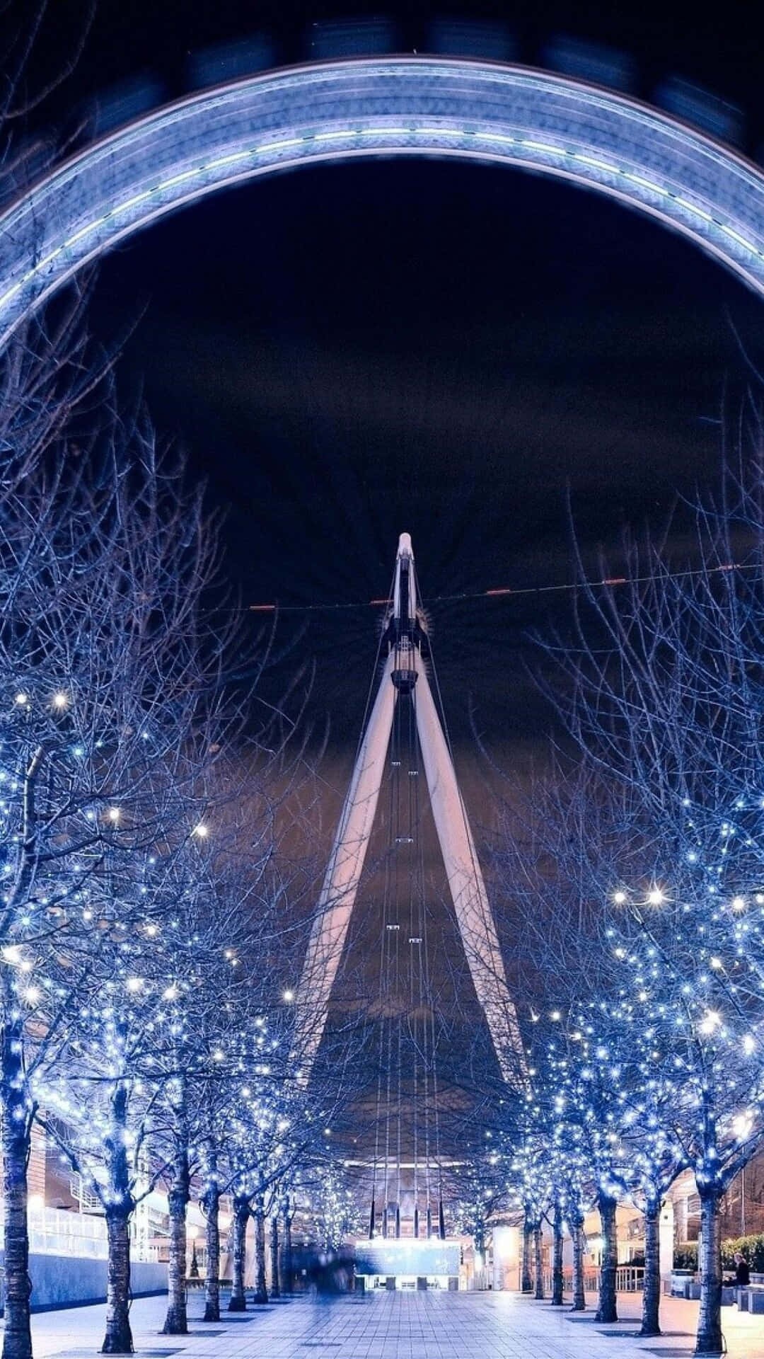 London iPhone, Ferris wheel, snowy night, Full HD Phone Wallpaper