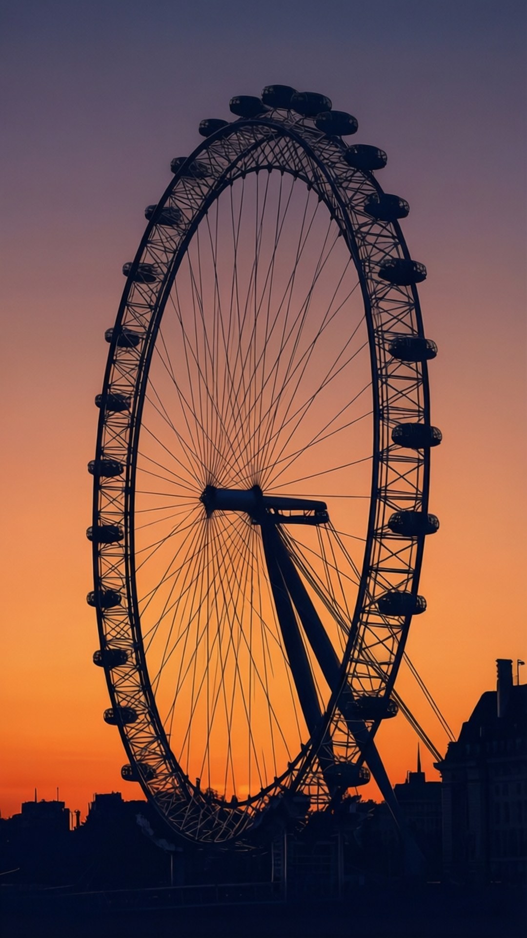 London Eye, sunset, orange, Full HD Phone Wallpaper
