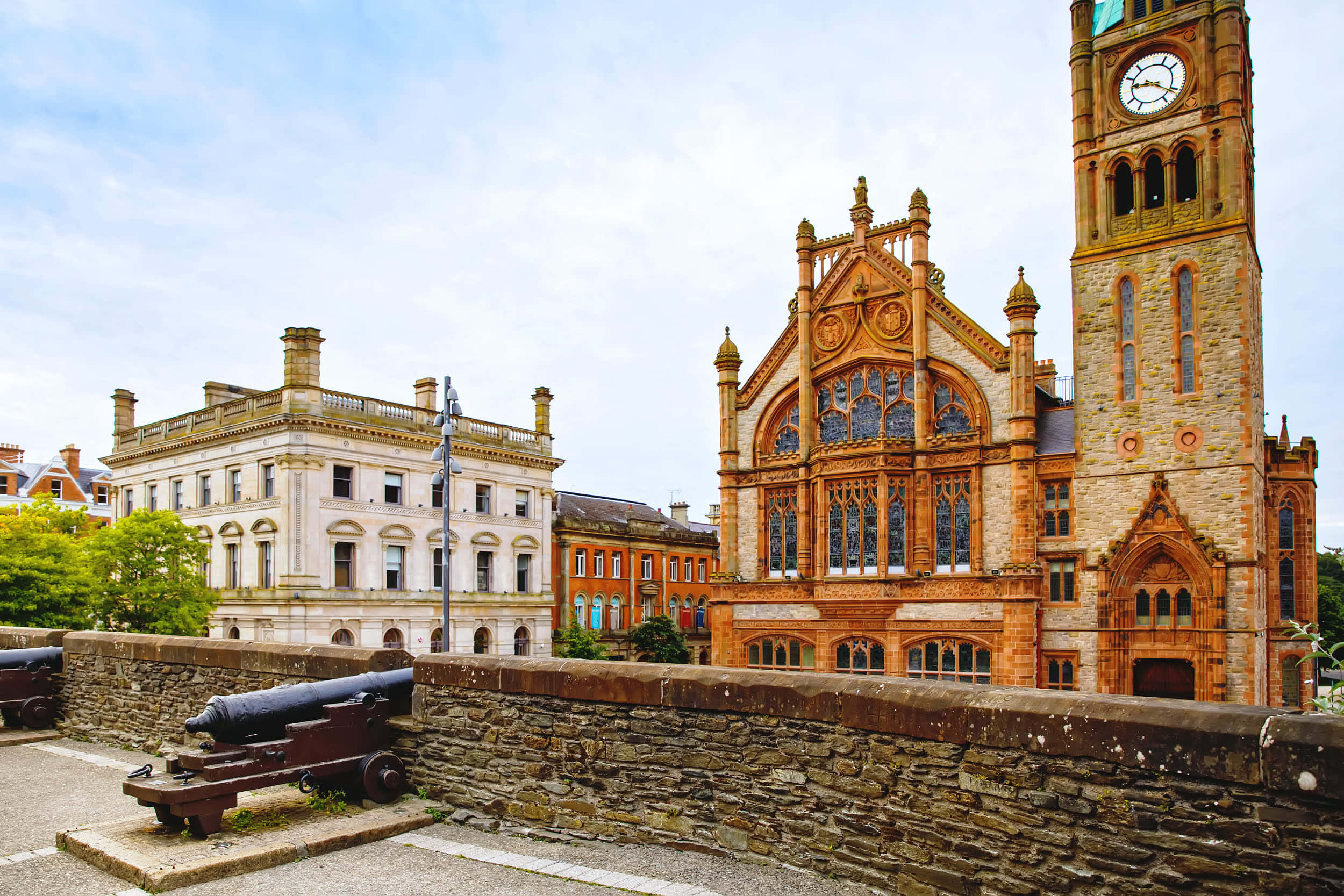 Londonderry, historic stone church, clock tower, Full HD Desktop Wallpaper