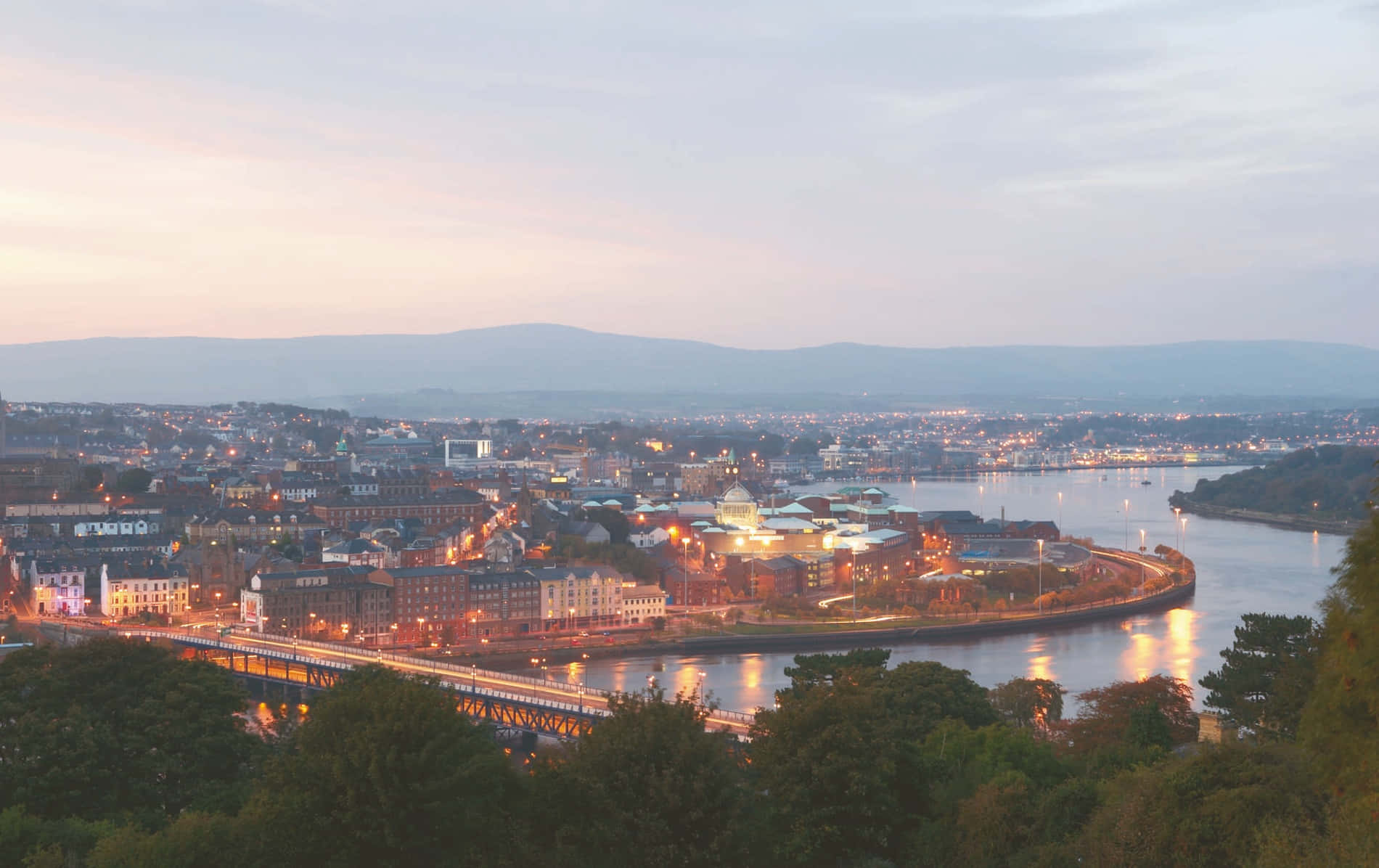 Londonderry, dusk, cityscape, HD Desktop Wallpaper