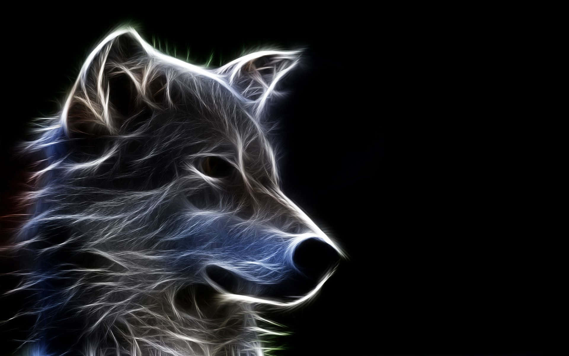 Lone Wolf, electric blue, white lines, Full HD Desktop Wallpaper