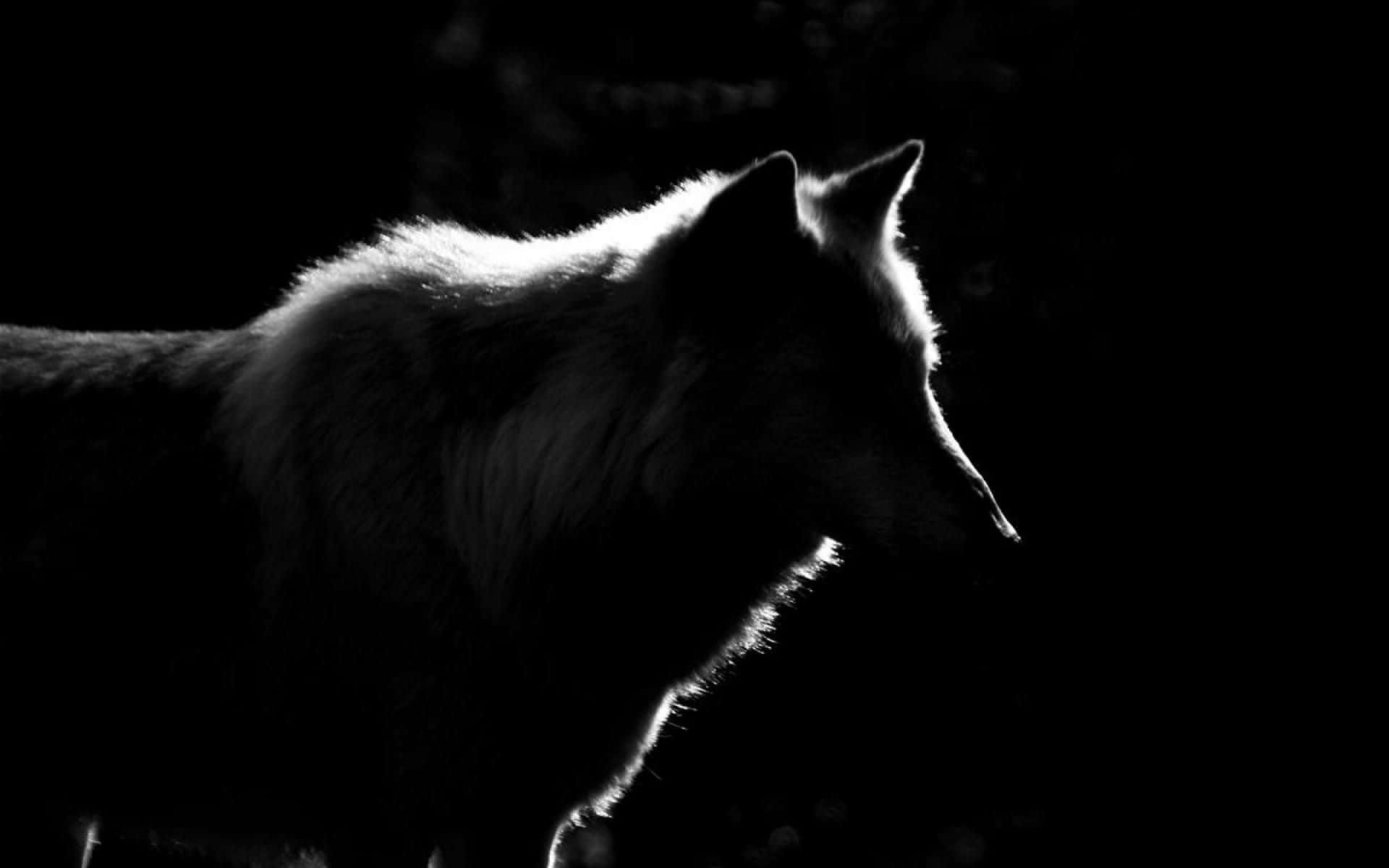 Lone Wolf, silhouetted, black and white, Full HD Desktop Wallpaper