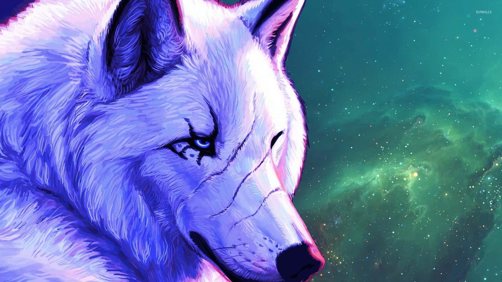 Lone Wolf, white wolf, glowing eyes, Full HD Desktop Wallpaper