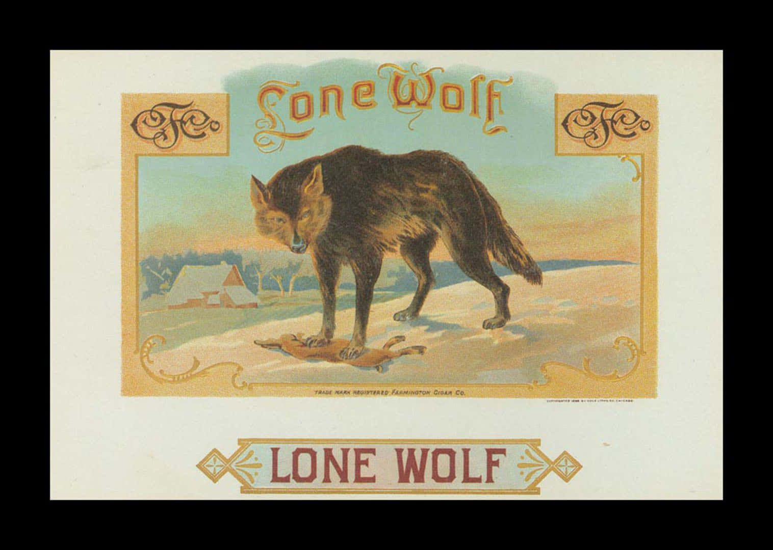 Lone Wolf, vintage illustrated, snowy field, HD Desktop Wallpaper