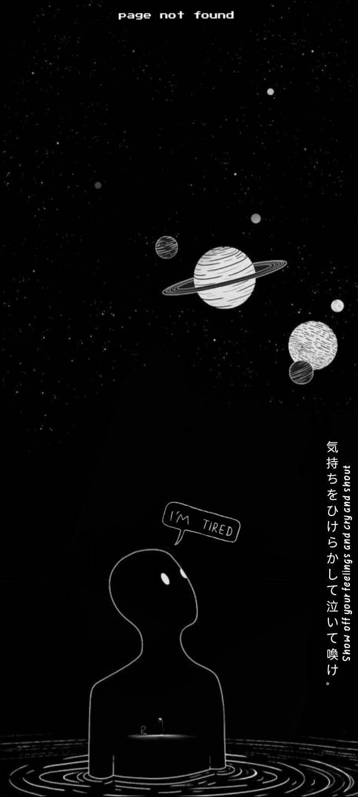 Lonely Quotes, black and white illustration, tired silhouette, HD Phone Wallpaper