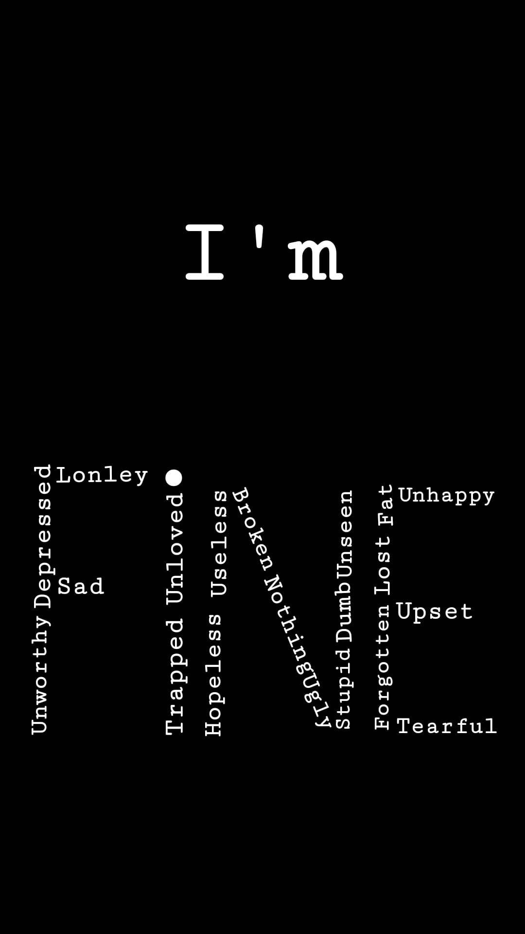 Lonely Quote, white text, black background, Full HD Phone Wallpaper