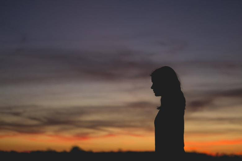 silhouette, lonely person, sunset, SD Desktop Wallpaper
