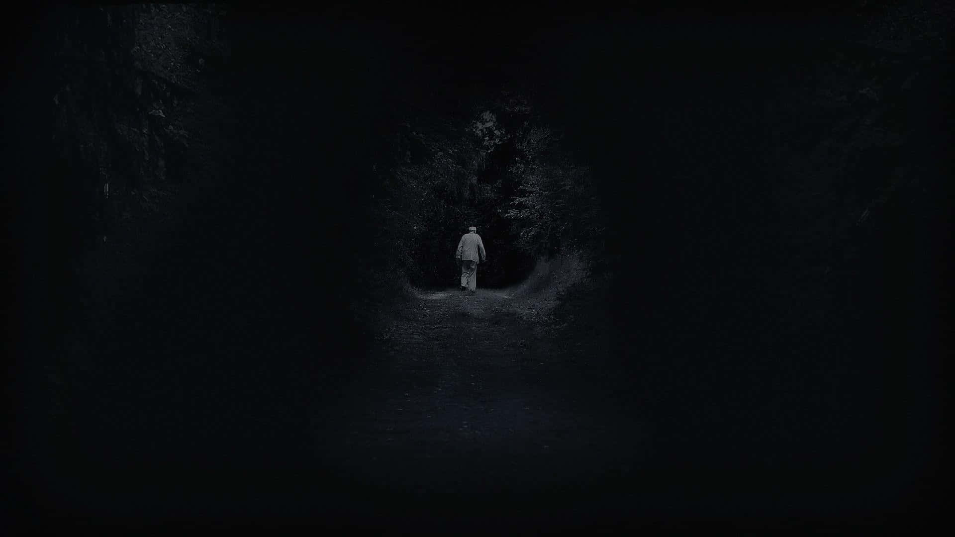 Loner, dark tunnel, narrow forest path, Full HD Desktop Wallpaper