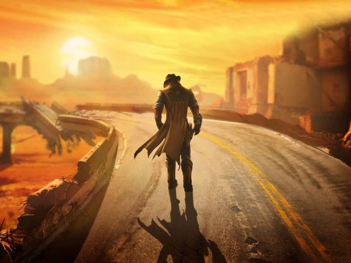 Loner, cowboy, cracked desert highway, HD Desktop Wallpaper