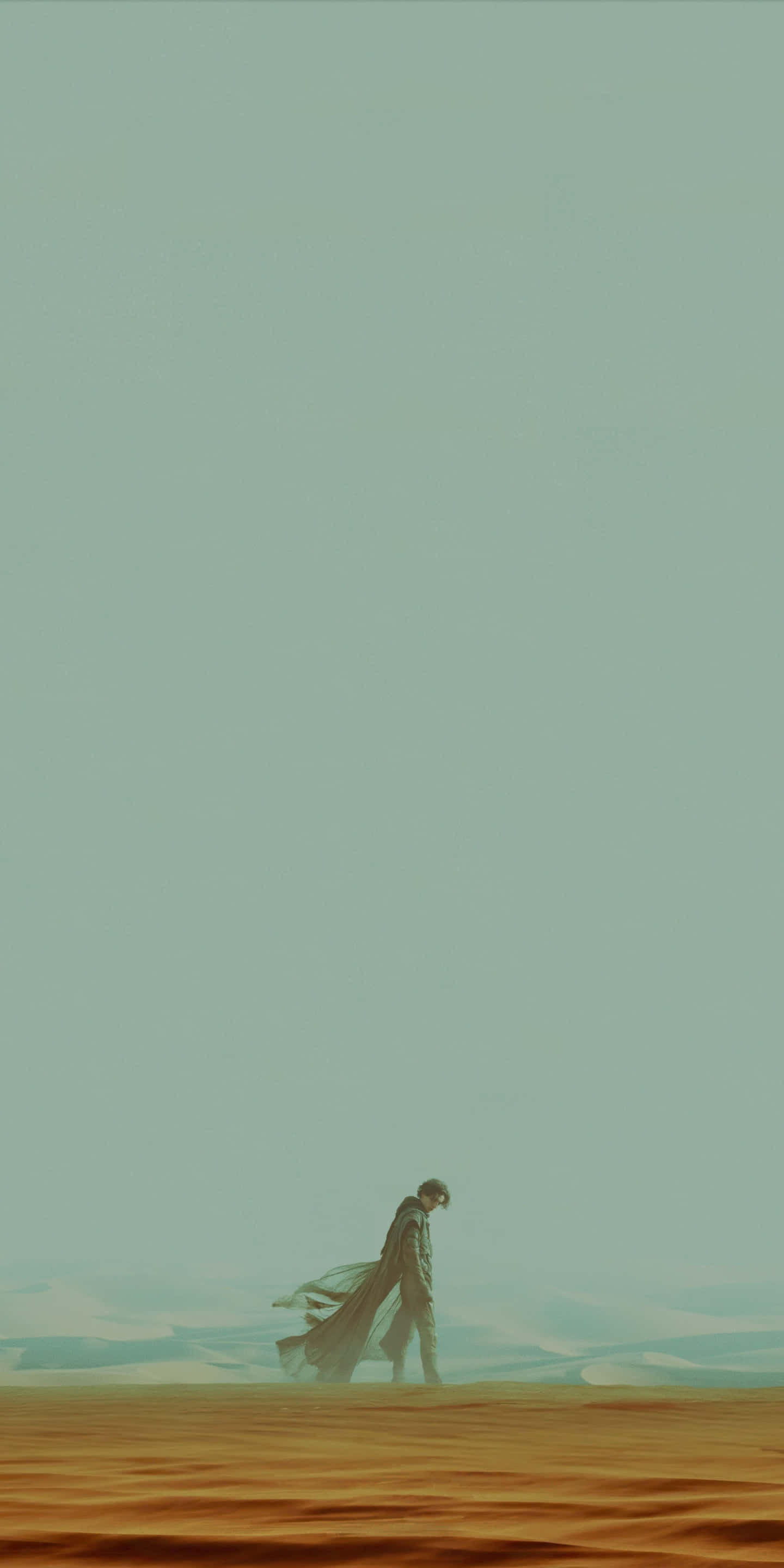 lone figure, long coat, vast desert, 2K Phone Wallpaper