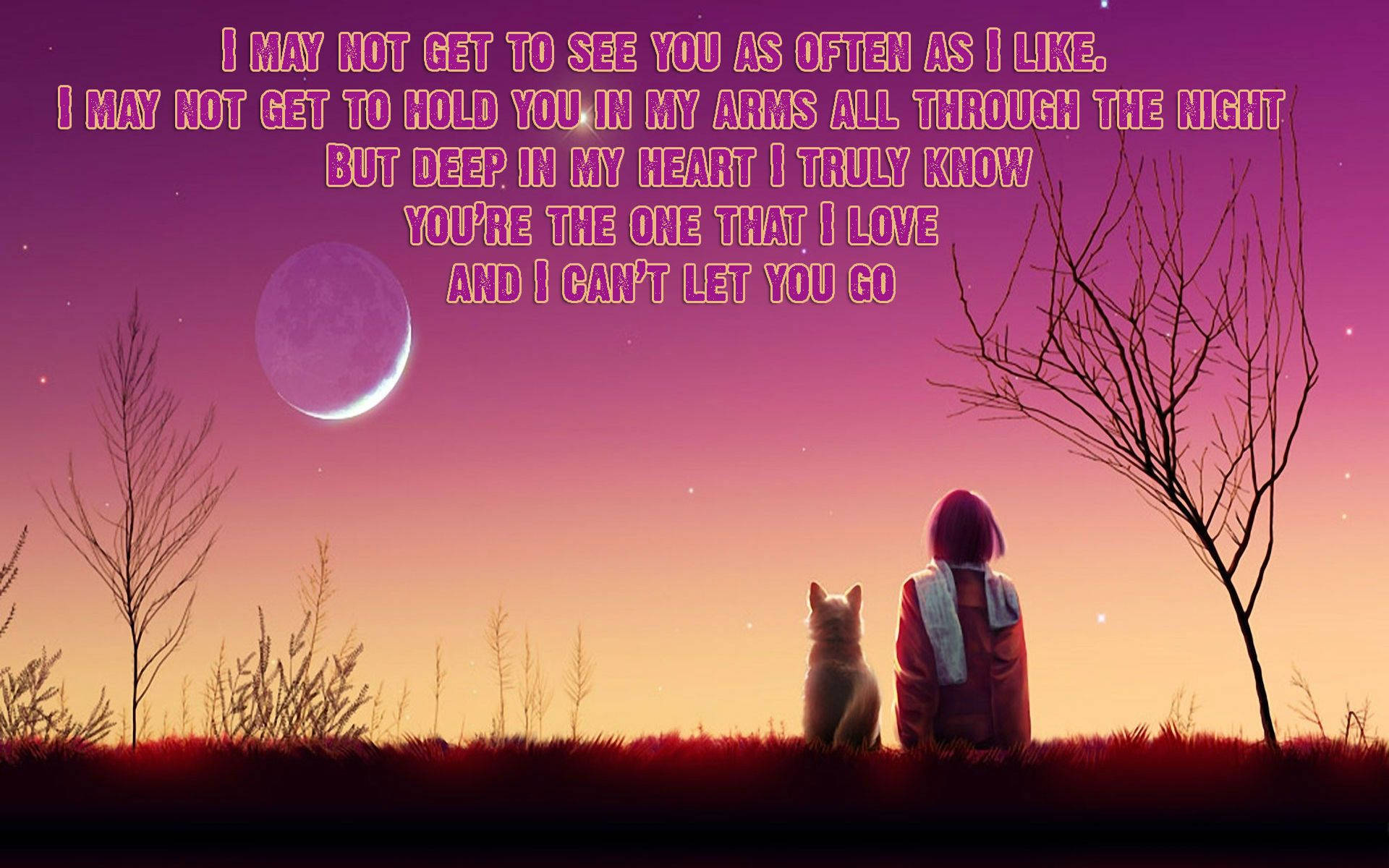 dusk, crescent moon, poetic text, Full HD Desktop Wallpaper