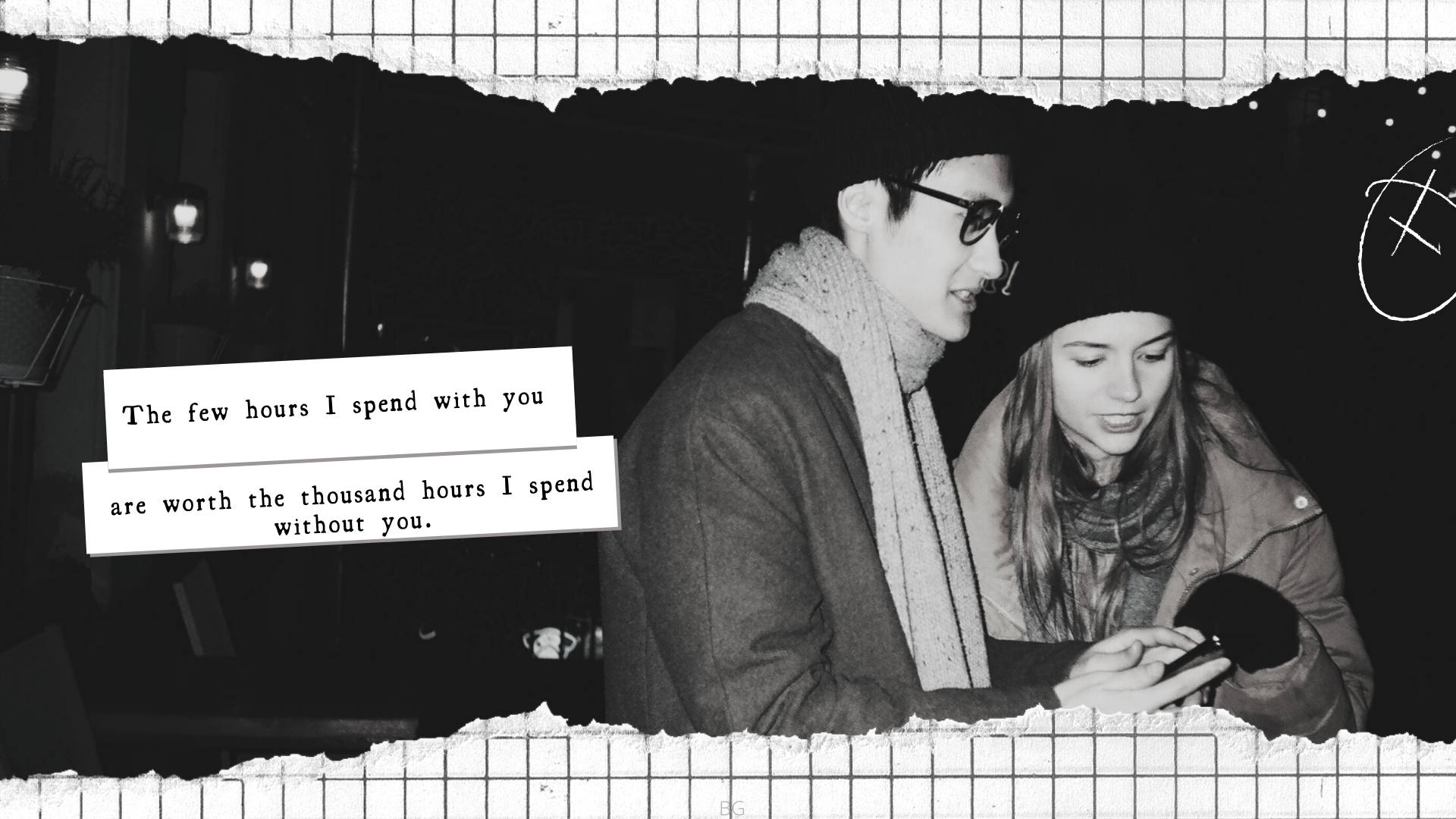 Long Distance Relationship, black and white, torn-paper styled, Full HD Desktop Wallpaper