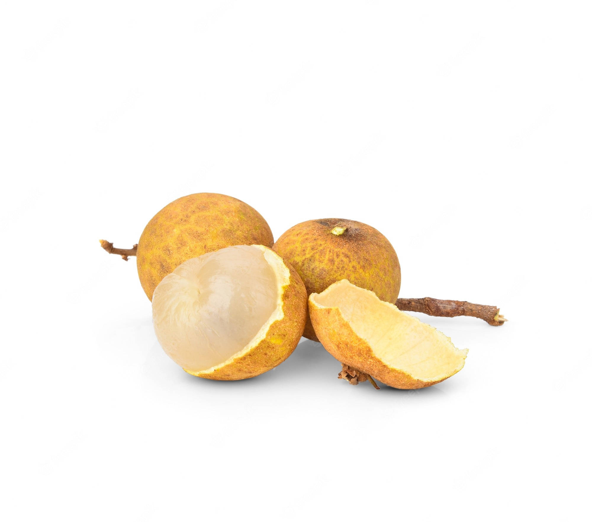 Longan, translucent white flesh, pure white background, Full HD Desktop Wallpaper