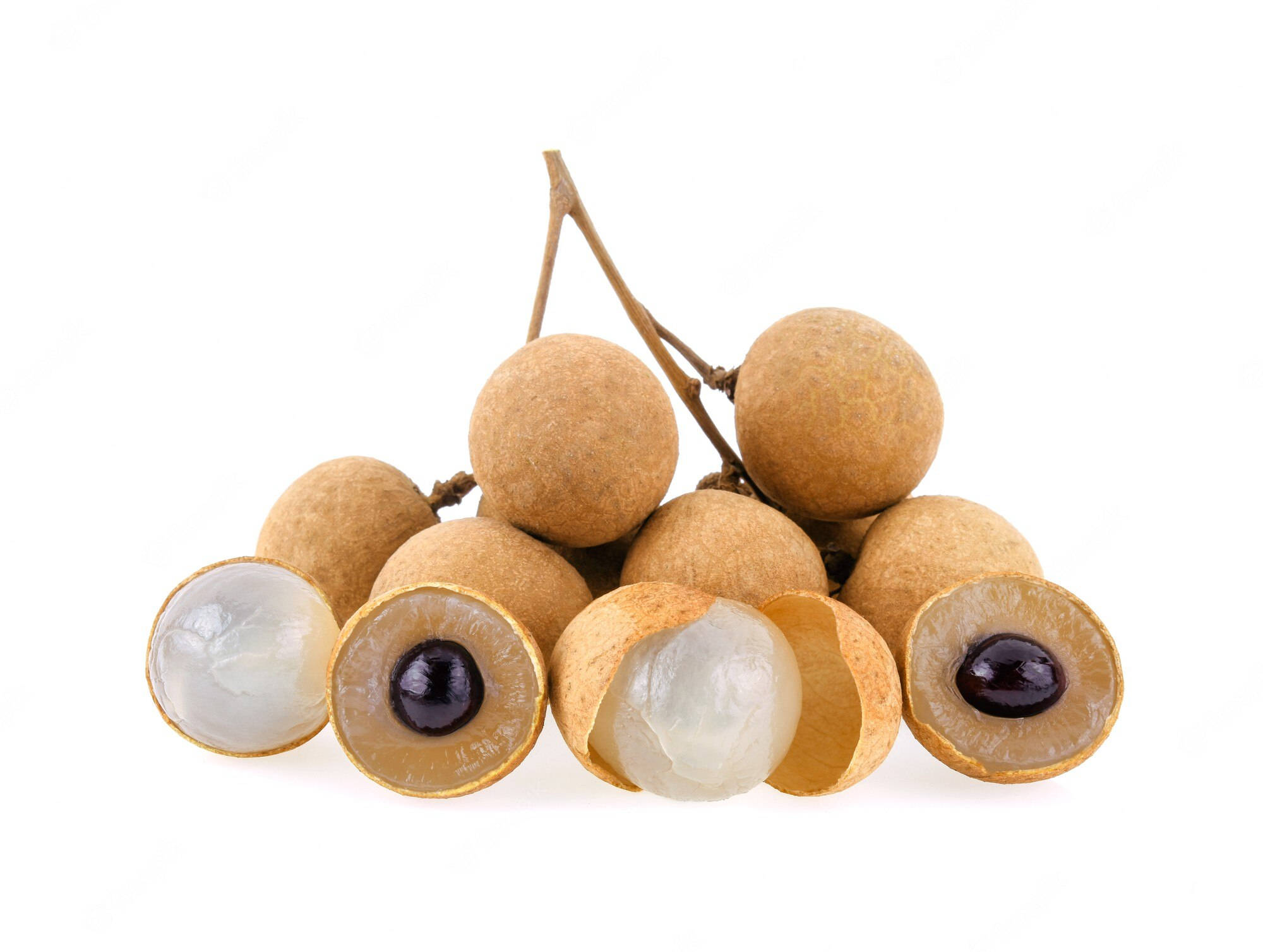 longan fruits, translucent white flesh, dark seeds, Full HD Desktop Wallpaper