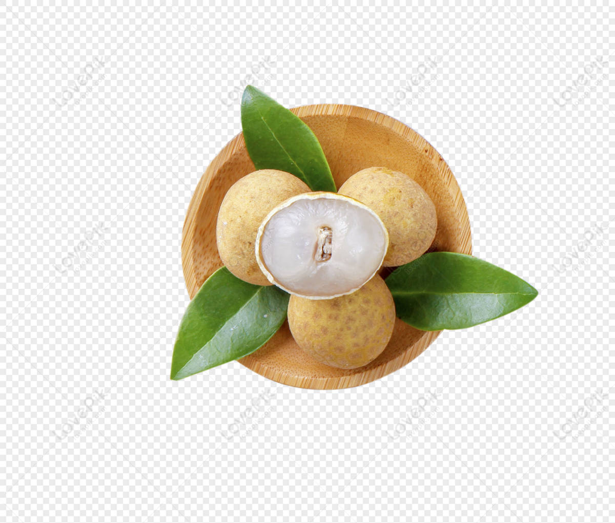 longan fruits, glossy green leaves, wooden bowl, SD Desktop Wallpaper