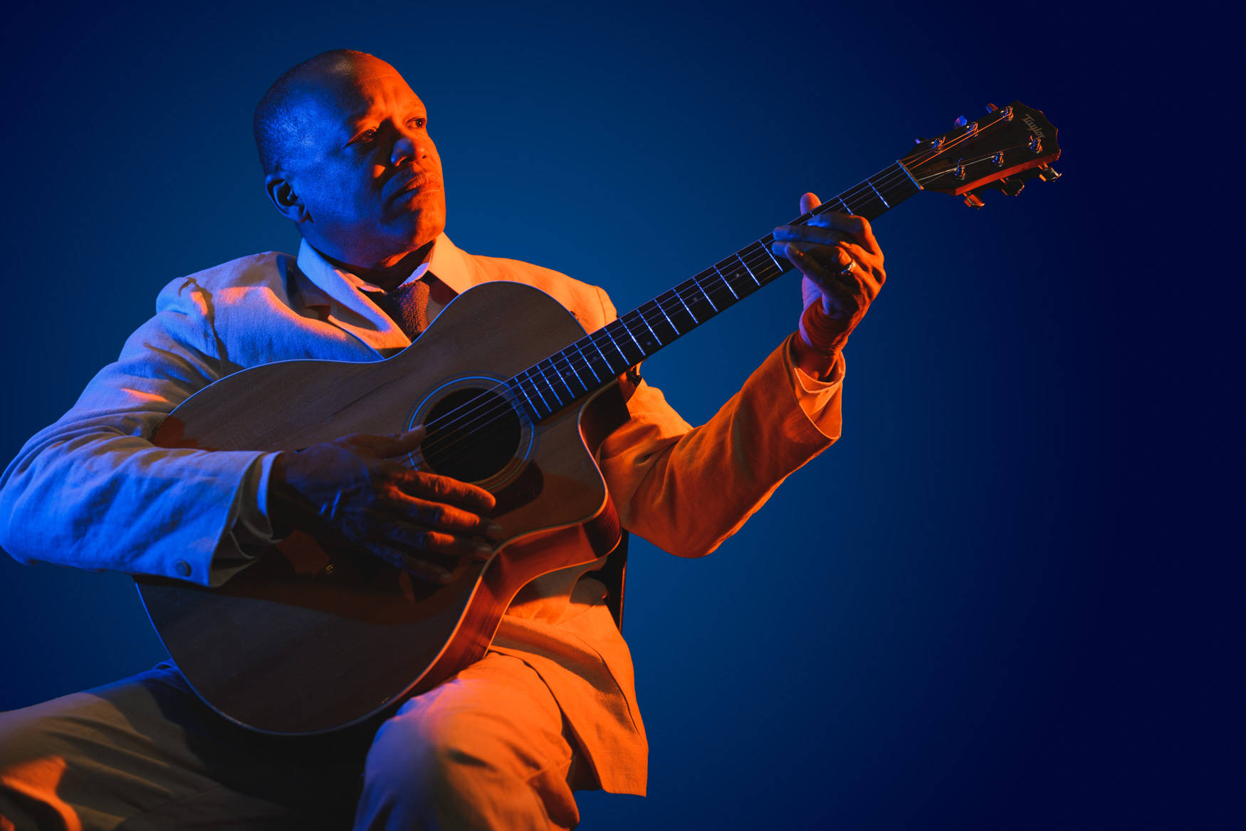Lonnie Johnson, acoustic guitar, white suit, HD Desktop Wallpaper