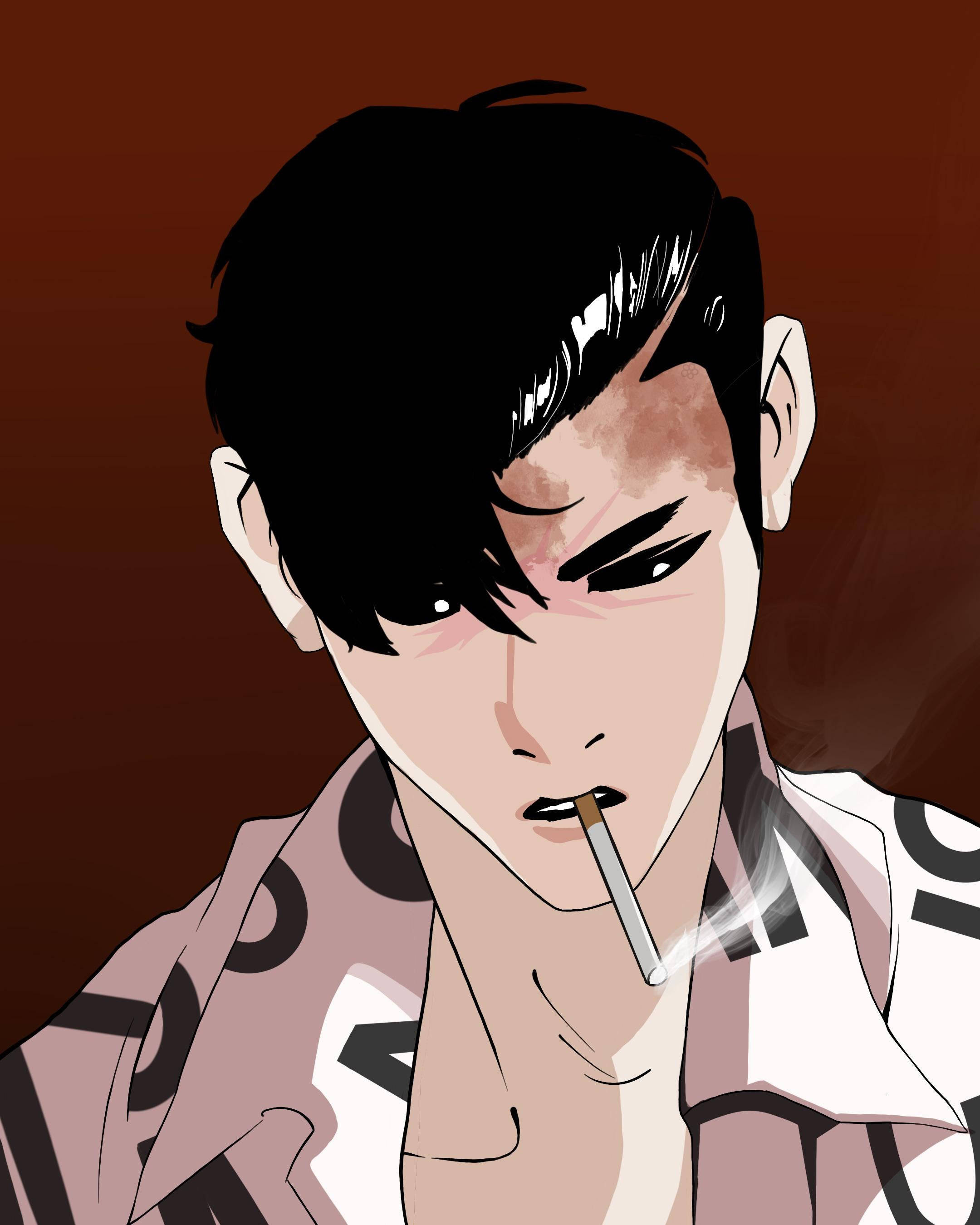 Lookism, anime-style portrait, young man, 2K Phone Wallpaper