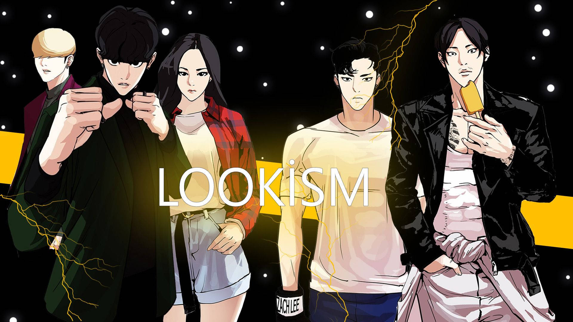 Lookism, anime characters, starry night sky, Full HD Desktop Wallpaper