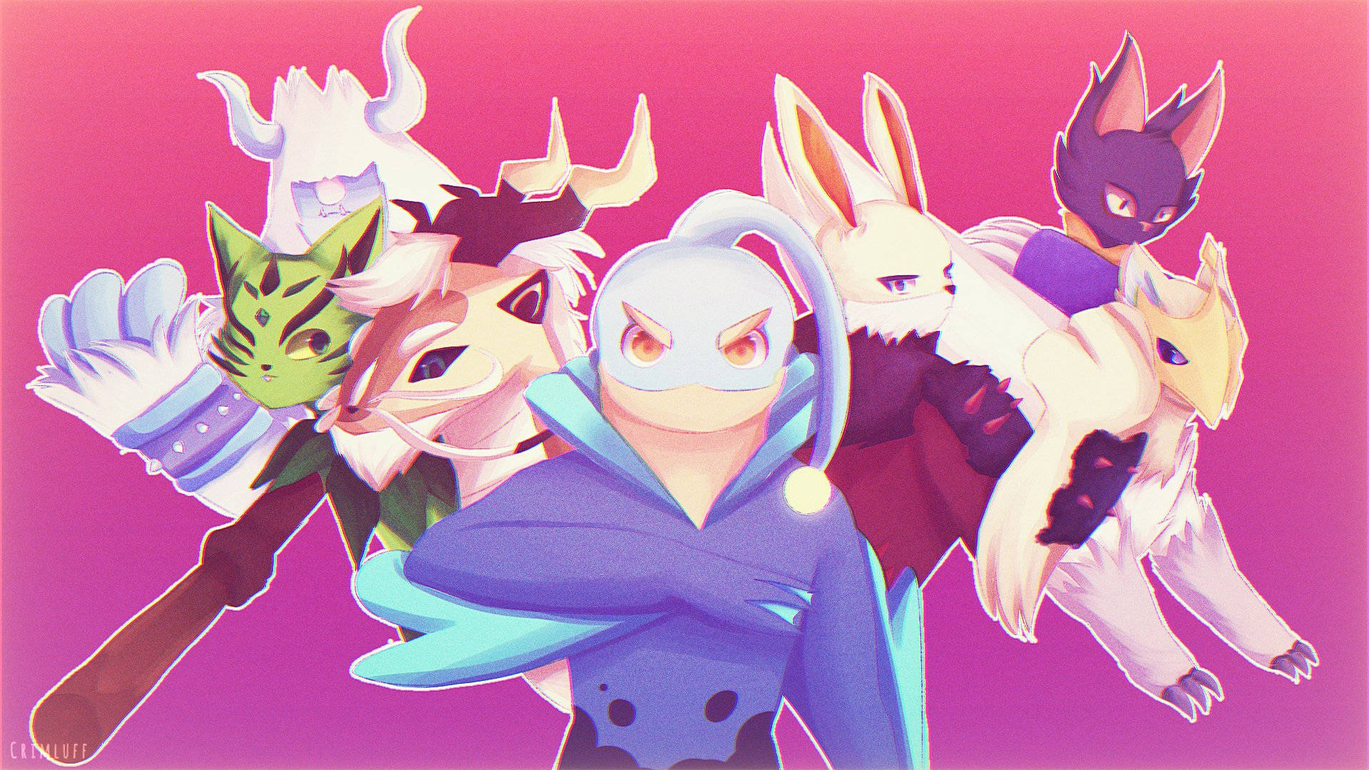 Loomian Legacy, pink, anthropomorphic animal characters, Full HD Desktop Wallpaper
