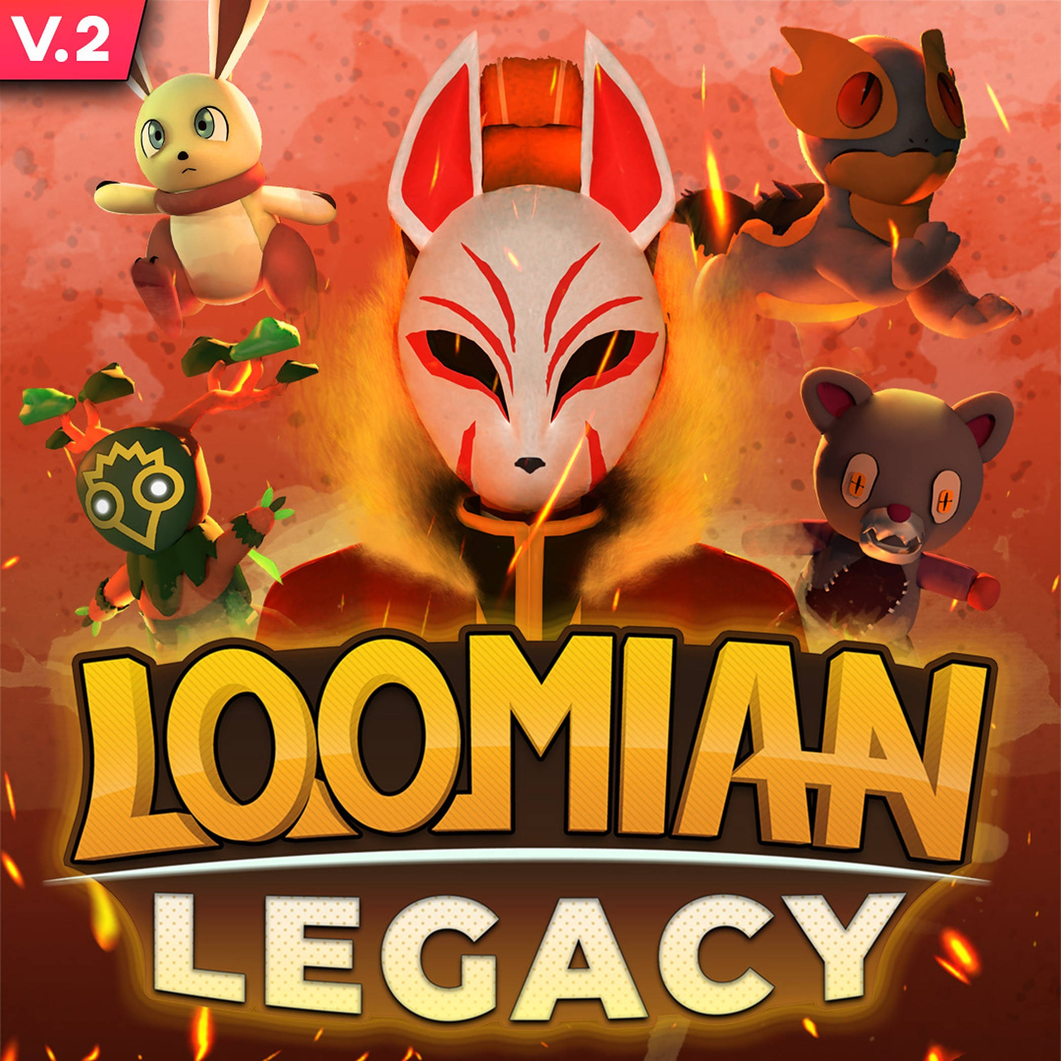 Loomian Legacy, kabuki mask, fox mask, Full HD Desktop Wallpaper