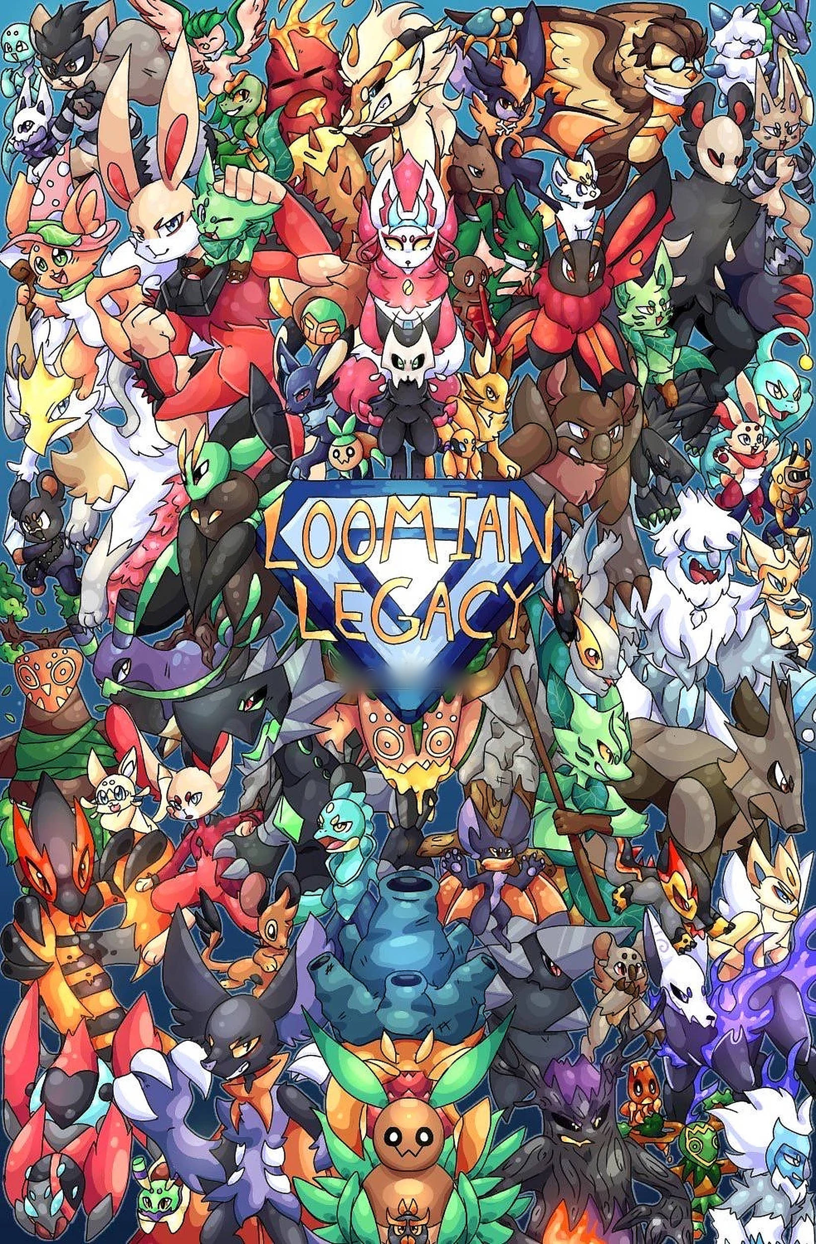 Loomian Legacy, fantasy creatures, digital-art collage, Full HD Phone Wallpaper