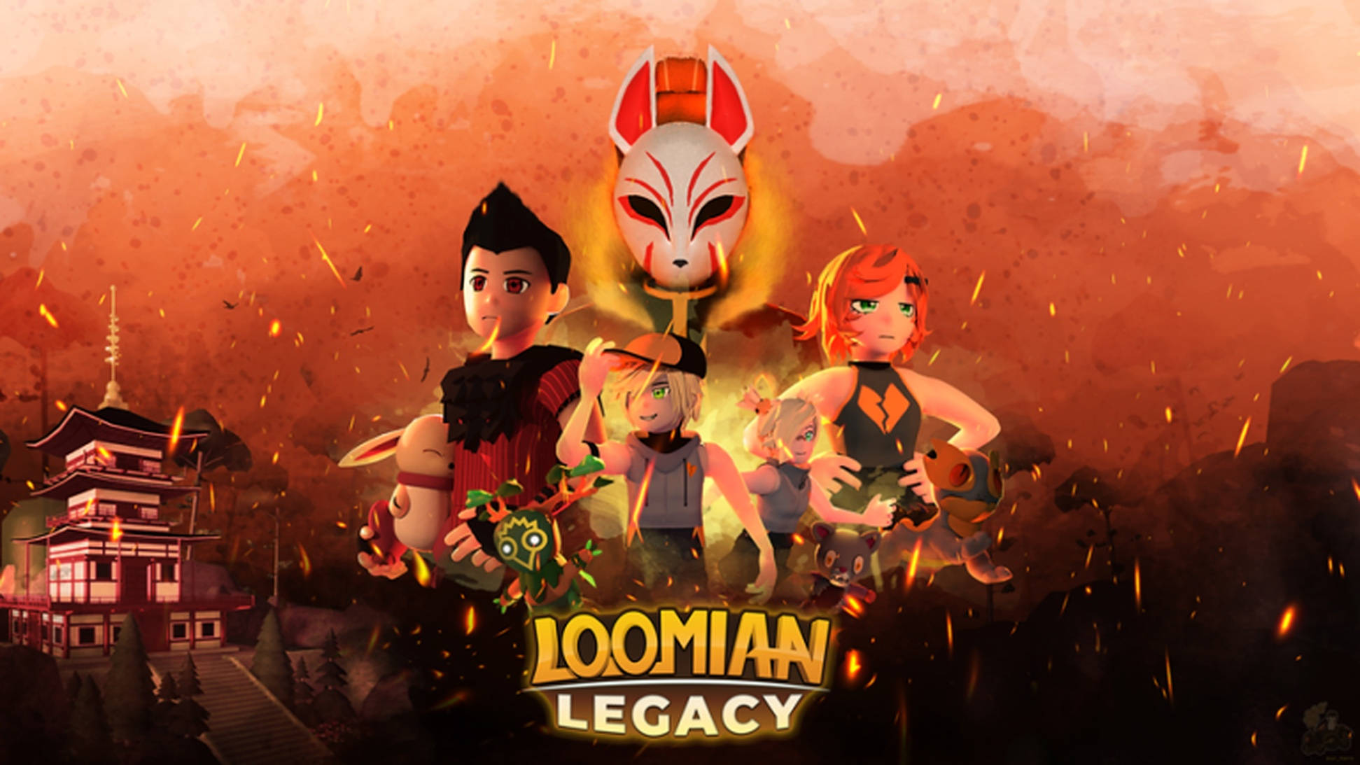 Loomian Legacy, orange, fox mask, Full HD Desktop Wallpaper