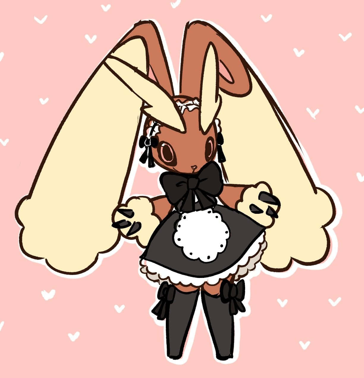 Lopunny, maid costume, black and white maid outfit, SD Phone Wallpaper