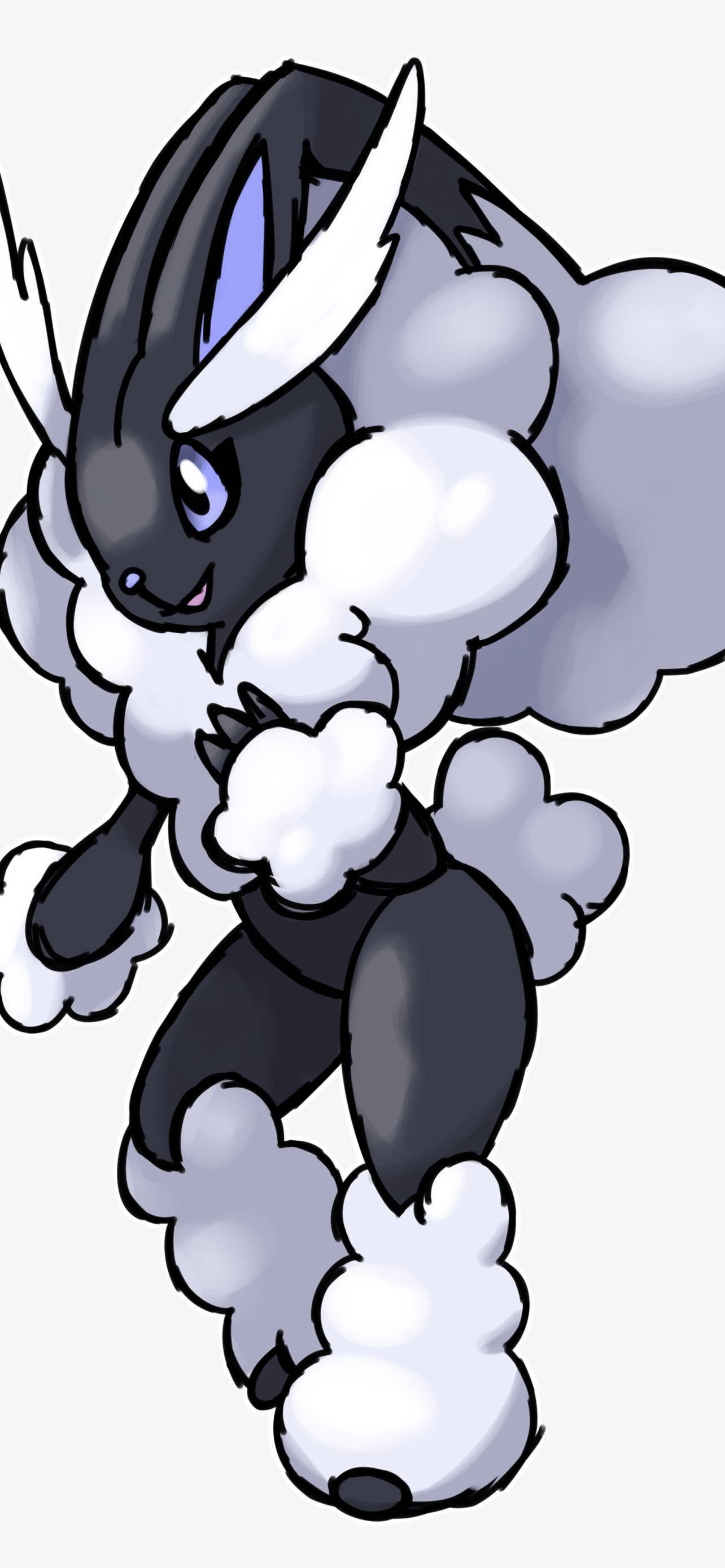 Lopunny, black and white, white hat, 2K Phone Wallpaper