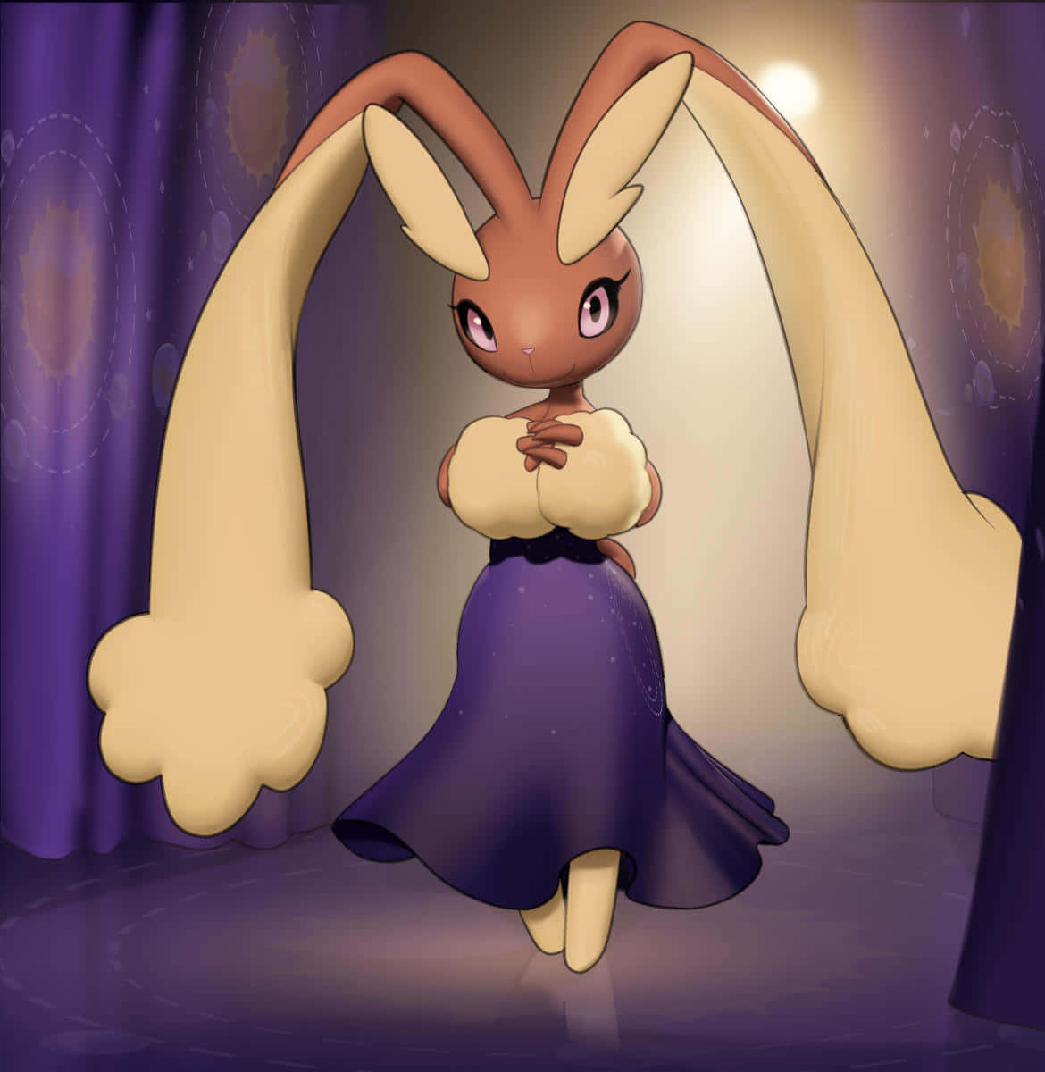 Lopunny, purple dress, anime-style, SD Phone Wallpaper