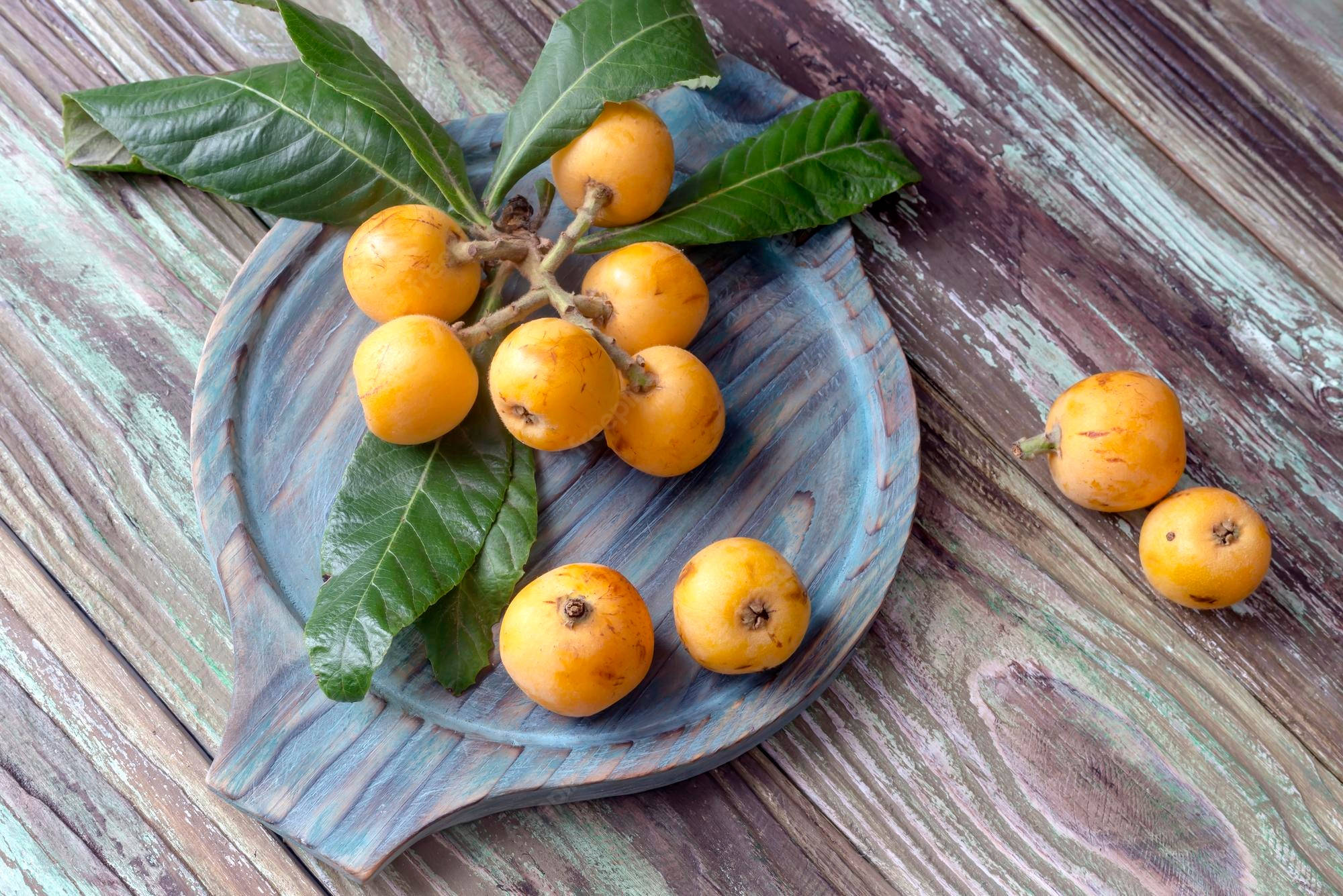 loquat fruits, marble plate, glossy green leaves, Full HD Desktop Wallpaper