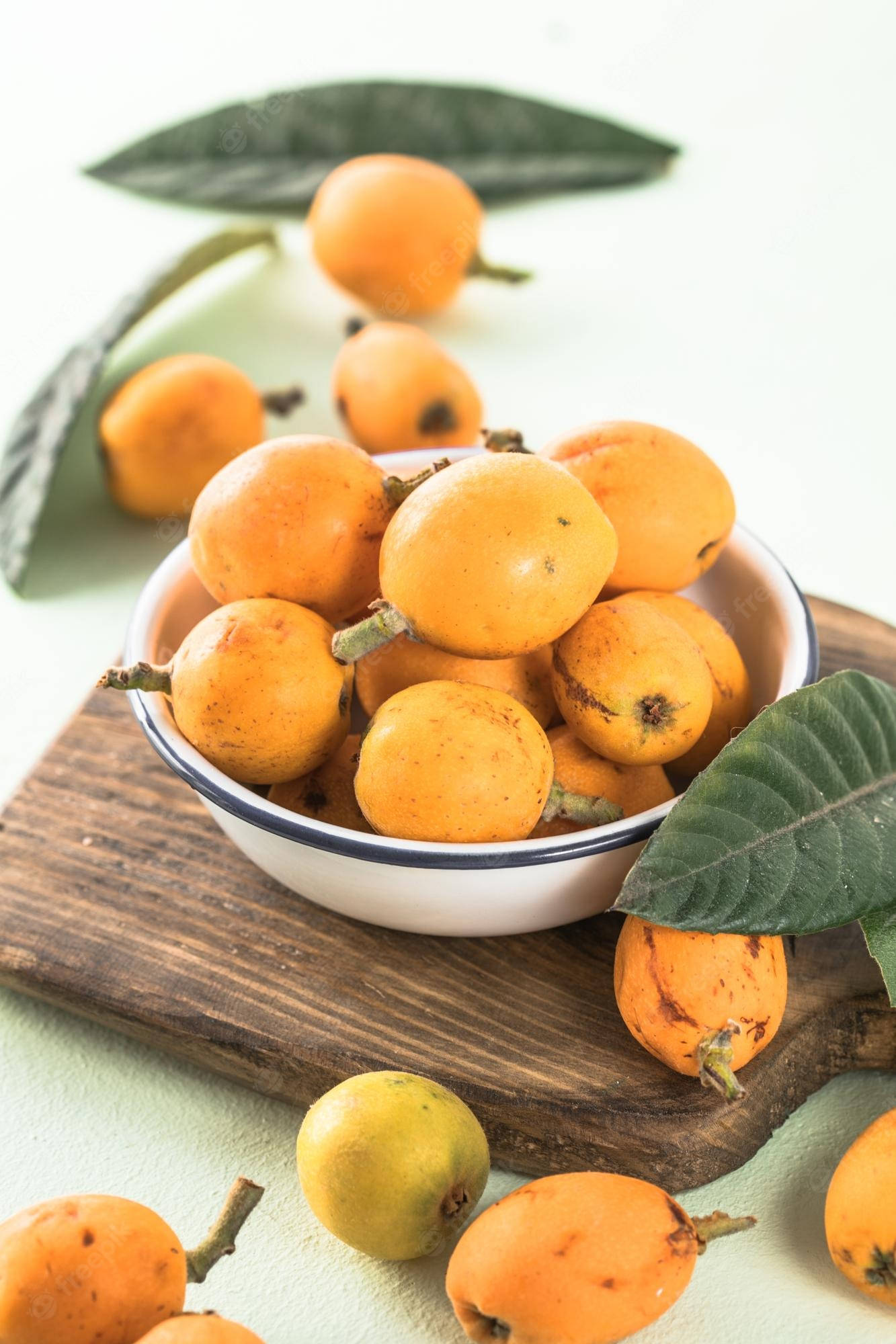 loquat fruits, chopping board, white bowl, Full HD Phone Wallpaper
