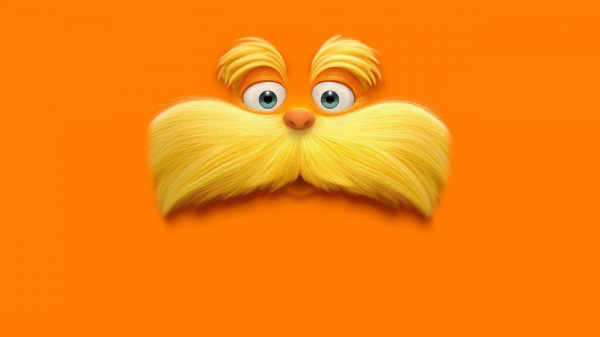 Lorax, yellow mustachioed face, big blue eyes, Full HD Desktop Wallpaper