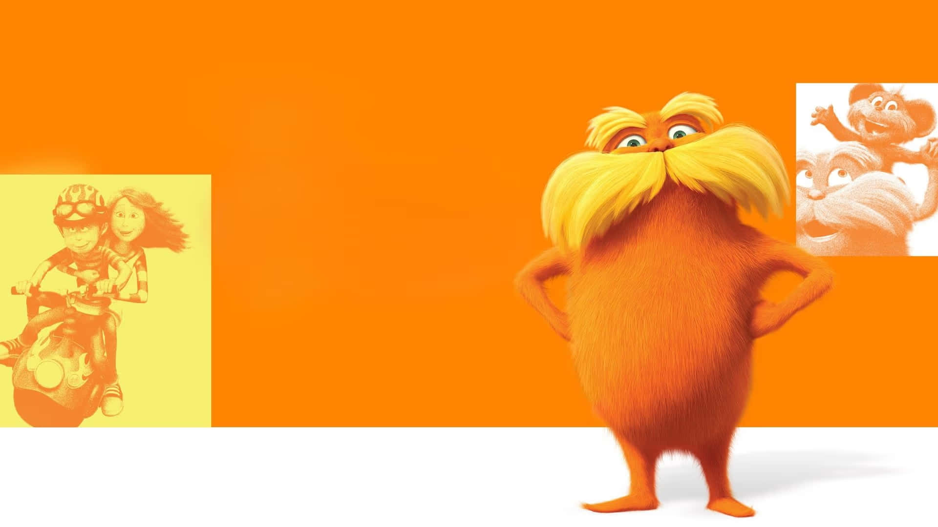 Lorax, orange, yellow mustache, Full HD Desktop Wallpaper