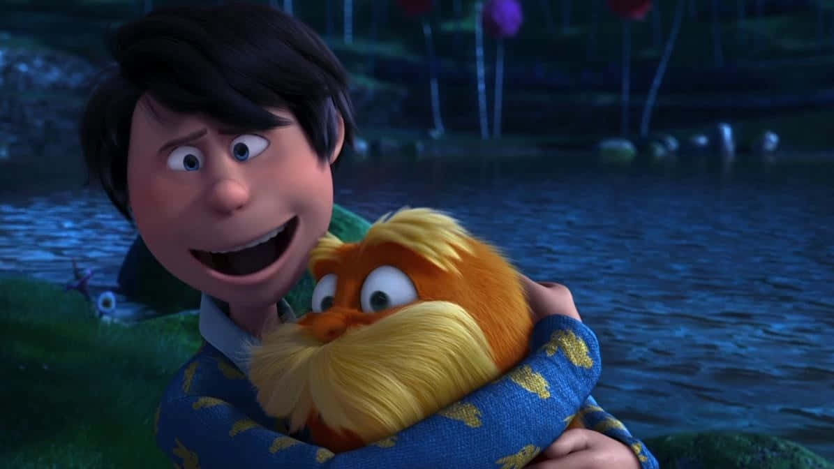 Lorax, fluffy orange creature, long yellow mustache, SD Desktop Wallpaper